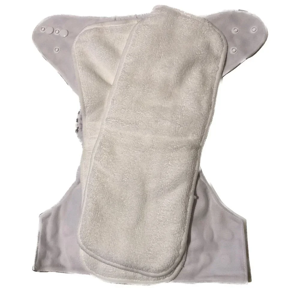Alva Baby Cloth Diaper Cover Grey White Chevron Stripe 2 Inserts Multiple Adjust